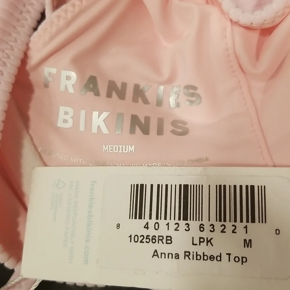 💕FRANKIE'S BIKINIS💕 Anna Ribbed Top (M) + Shea Ribbed Bottom (S) Love Pink NWT